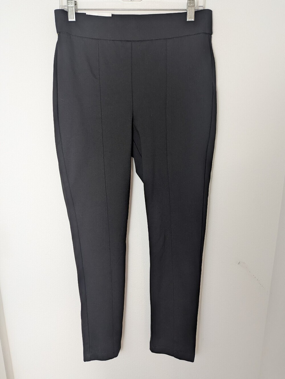 New Anne Klein Ponte Pants Size M Black Stretch High Rise Tummy Control Pull On